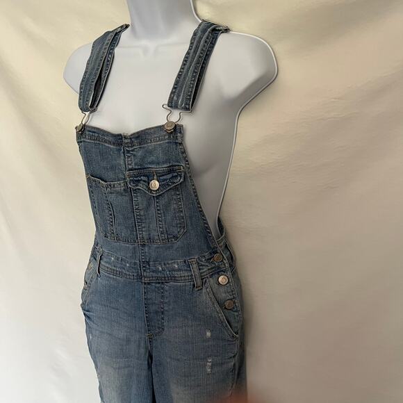 RSQ TILLY'S Distressed Denim Overalls Sz 1 Grunge Y2K Baddie Streetwear Festival - Picture 3 of 14